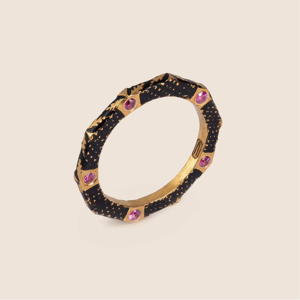 Bidri Decagon Ring