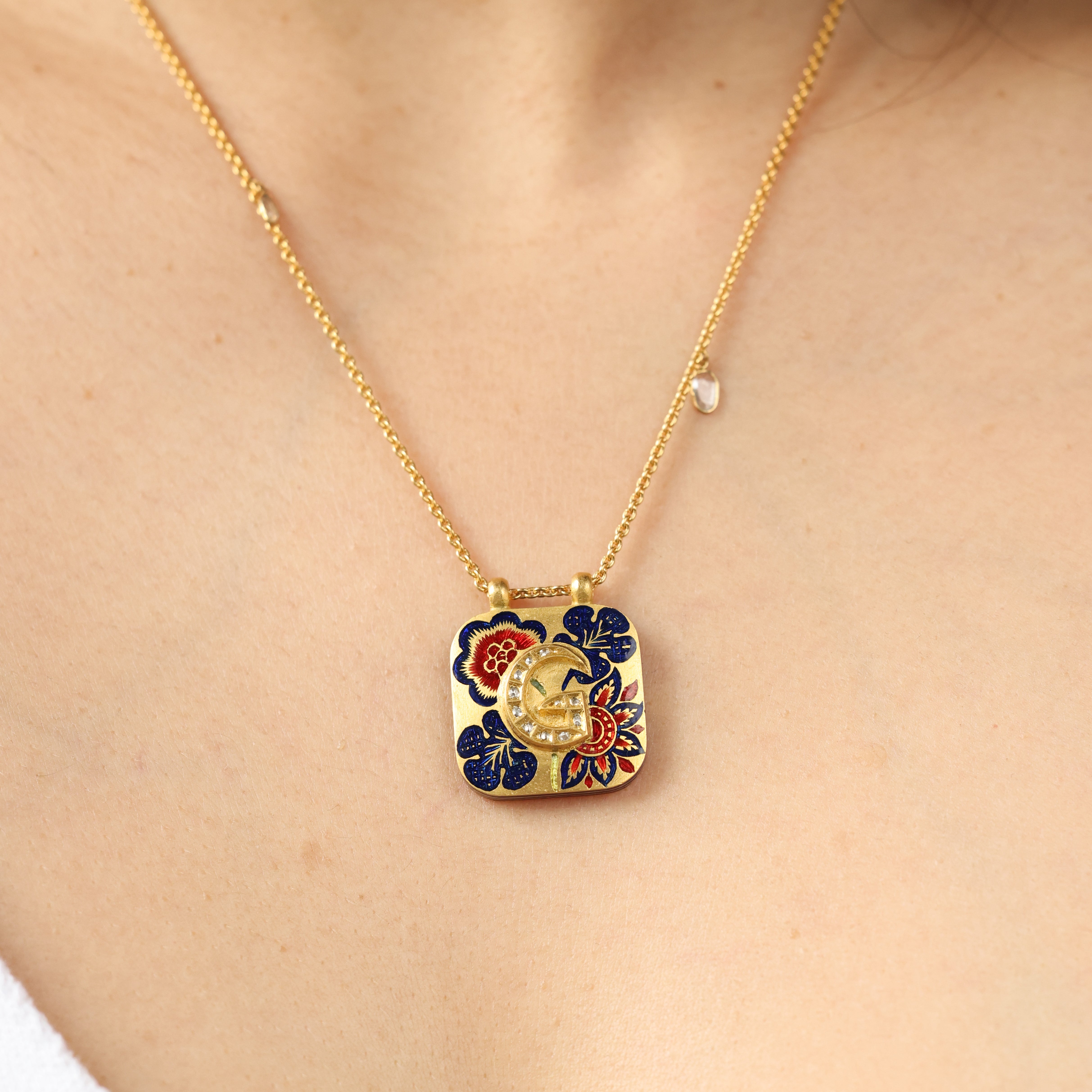 'Chintz Dynasty' Taweez Initial Necklace