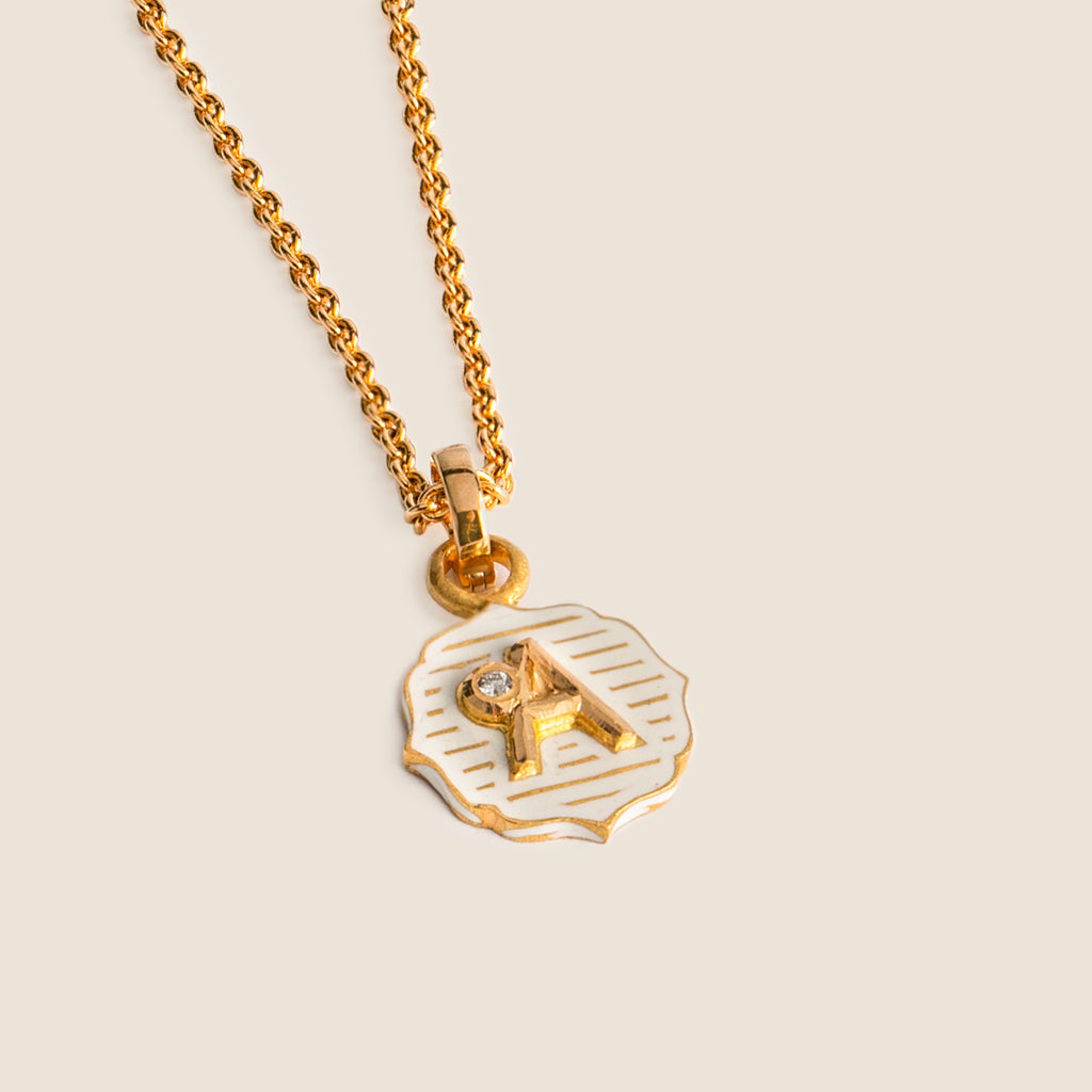 'Clair de Lune' Mihrab Initial Mohur Necklace