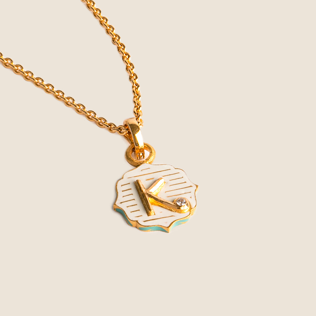 'Clair de lune' Mihrab Initial Mohur Necklace