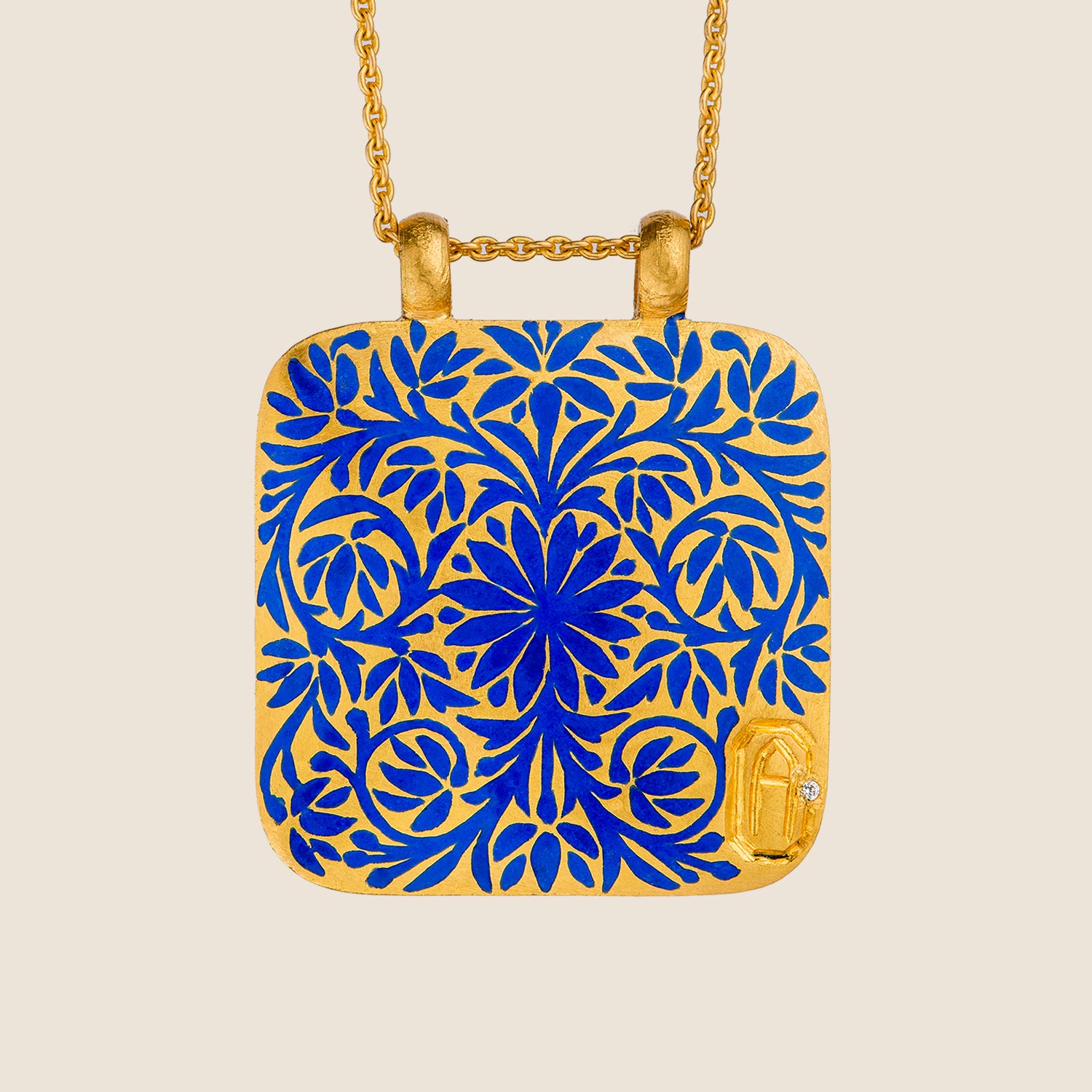 'Lapis Maze' Taweez Initial Necklace