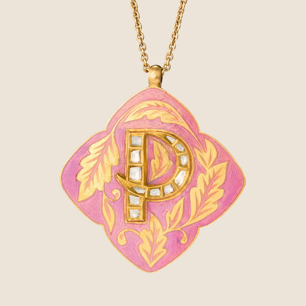 'Himalayan Cherry' Clover Initial Necklace