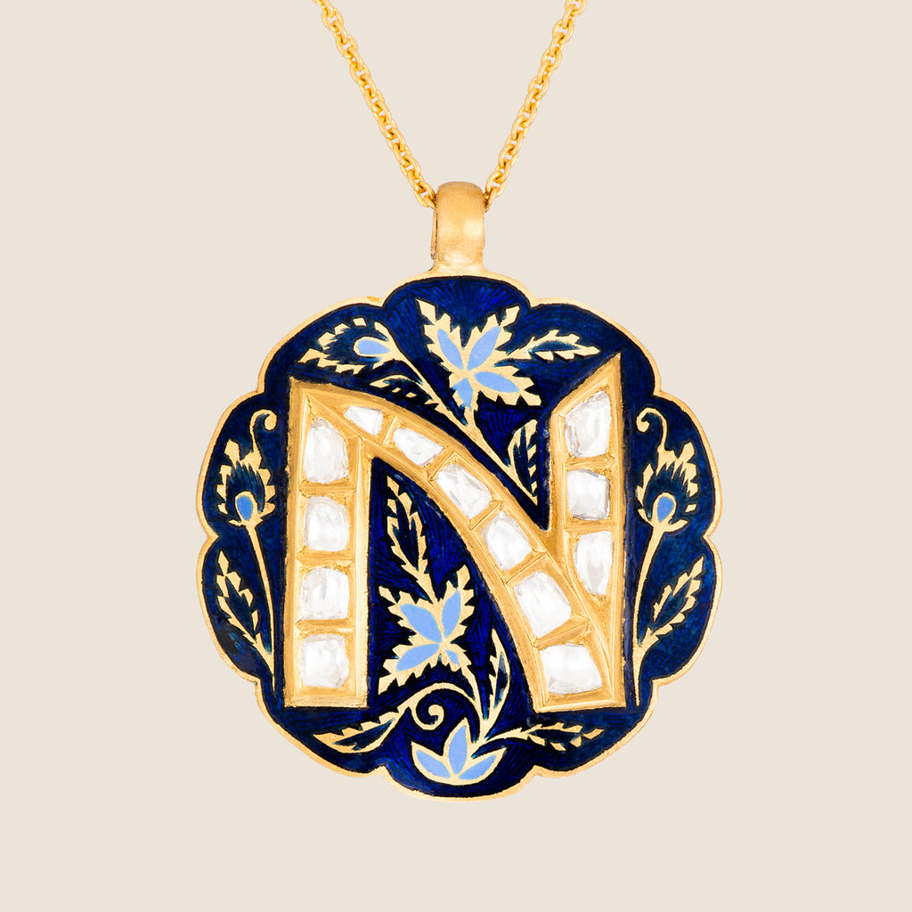 'Midnight Veil' Gulflower Initial Necklace