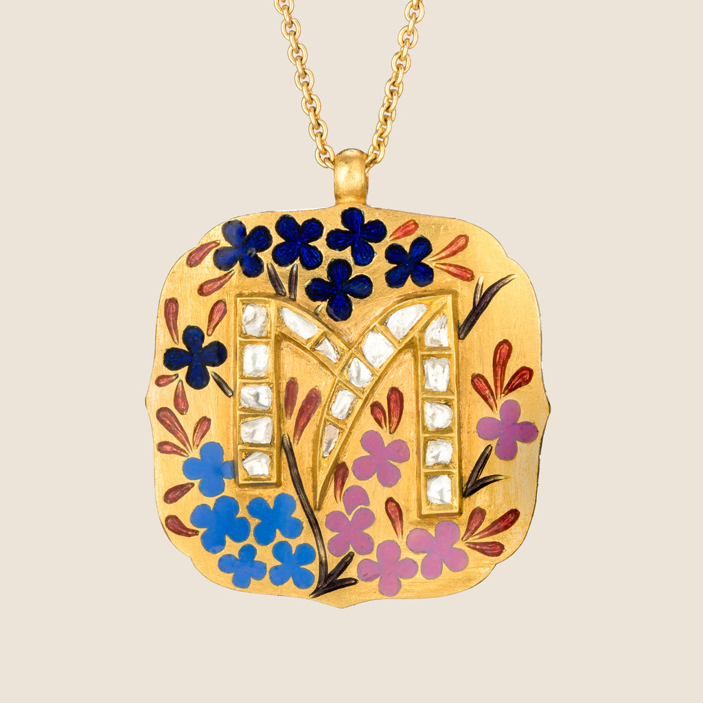 'Dark Paradaida' Mihrab Initial Necklace