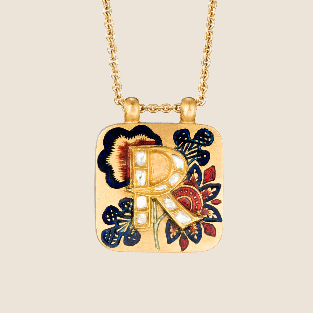 'Chintz Dynasty' Taweez Initial Necklace
