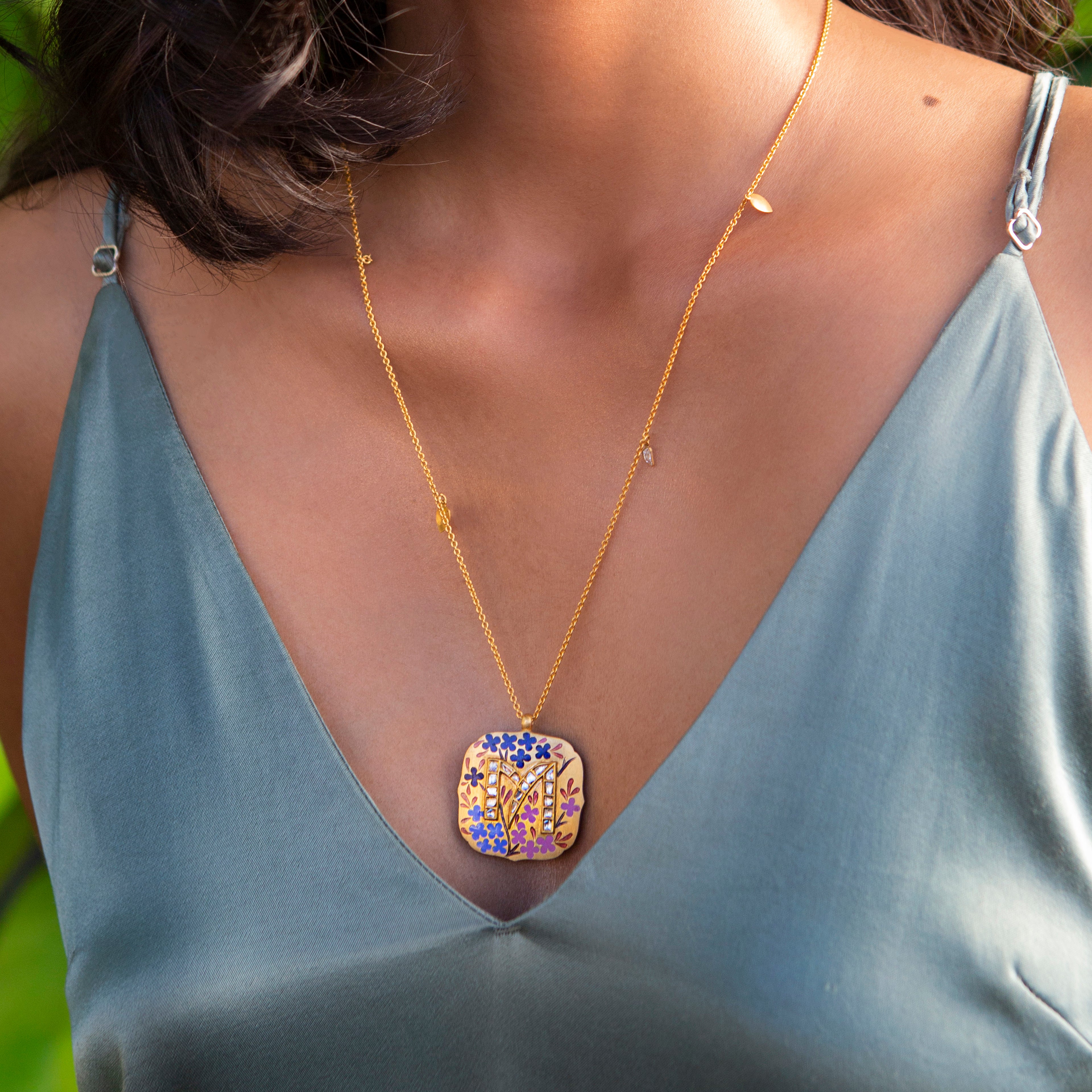 'Dark Paradaida' Mihrab Initial Necklace