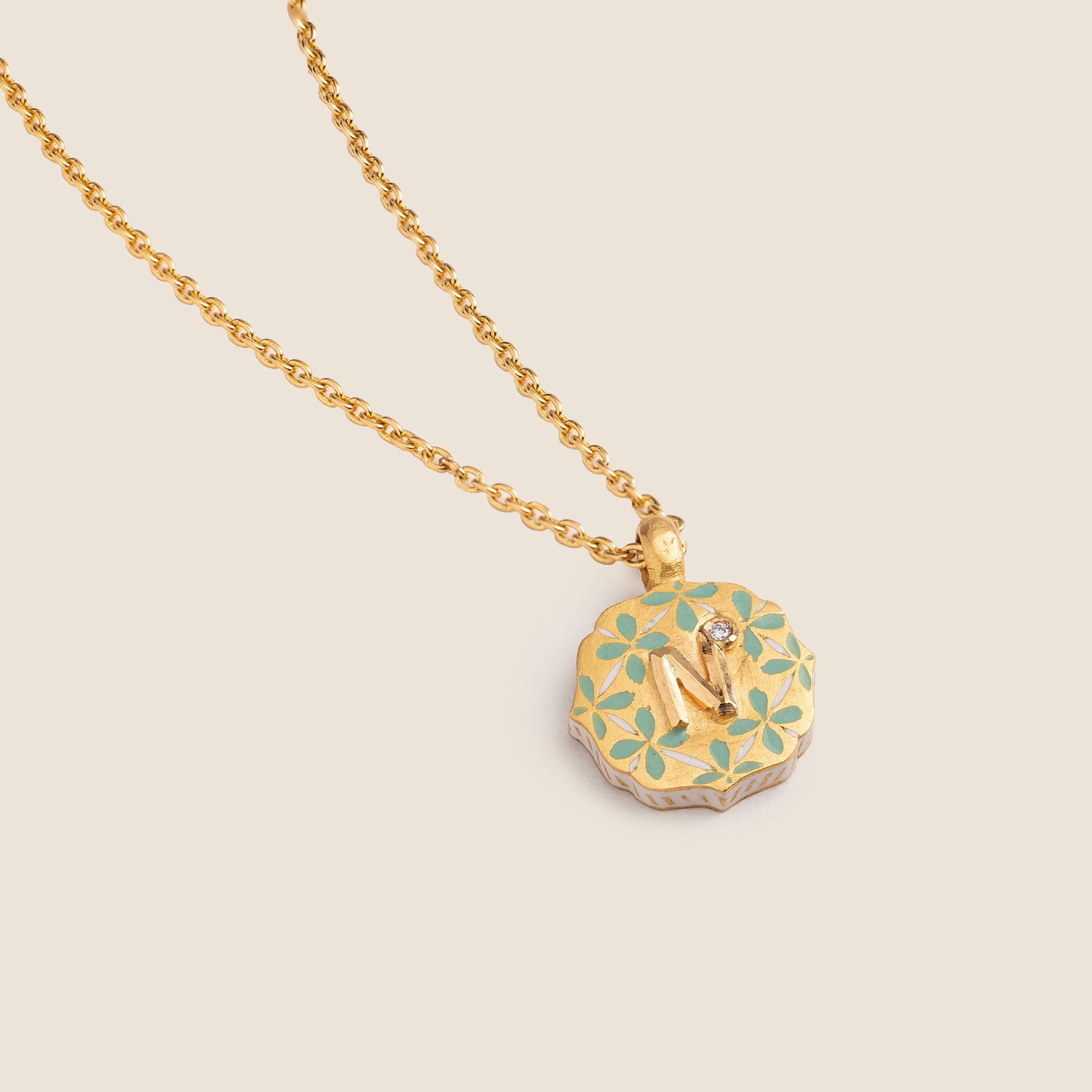 'Lattice Mirage' Initial Mohur Necklace