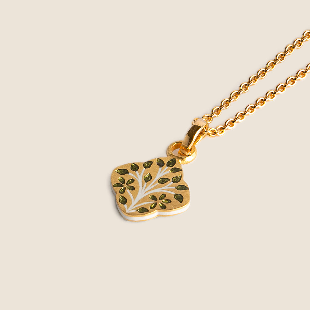 'Tree of Life' Clover Initial Mohur Necklace