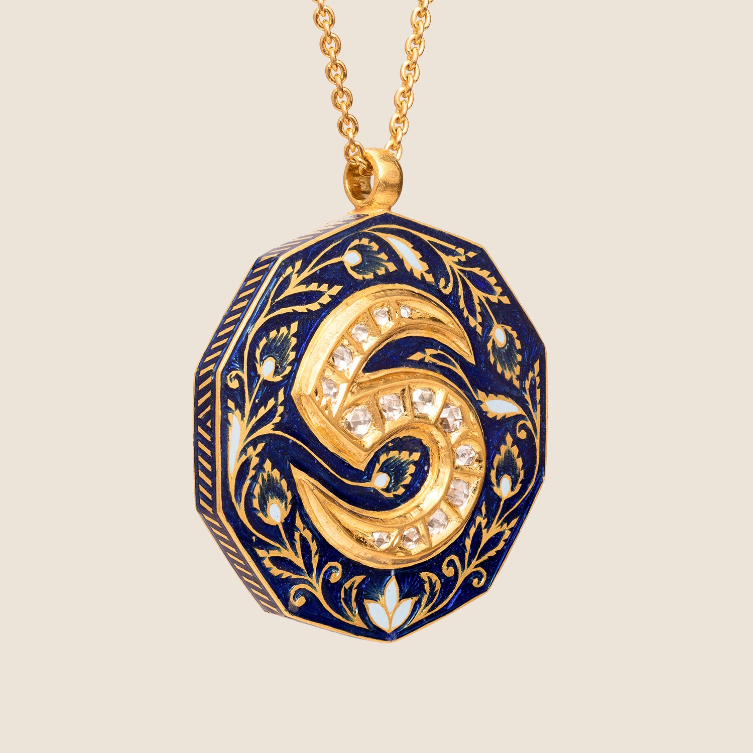 'Midnight Veil' Girih Initial Necklace
