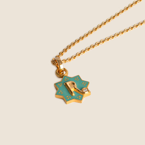 'Clair de lune' Mihrab Initial Mohur Necklace