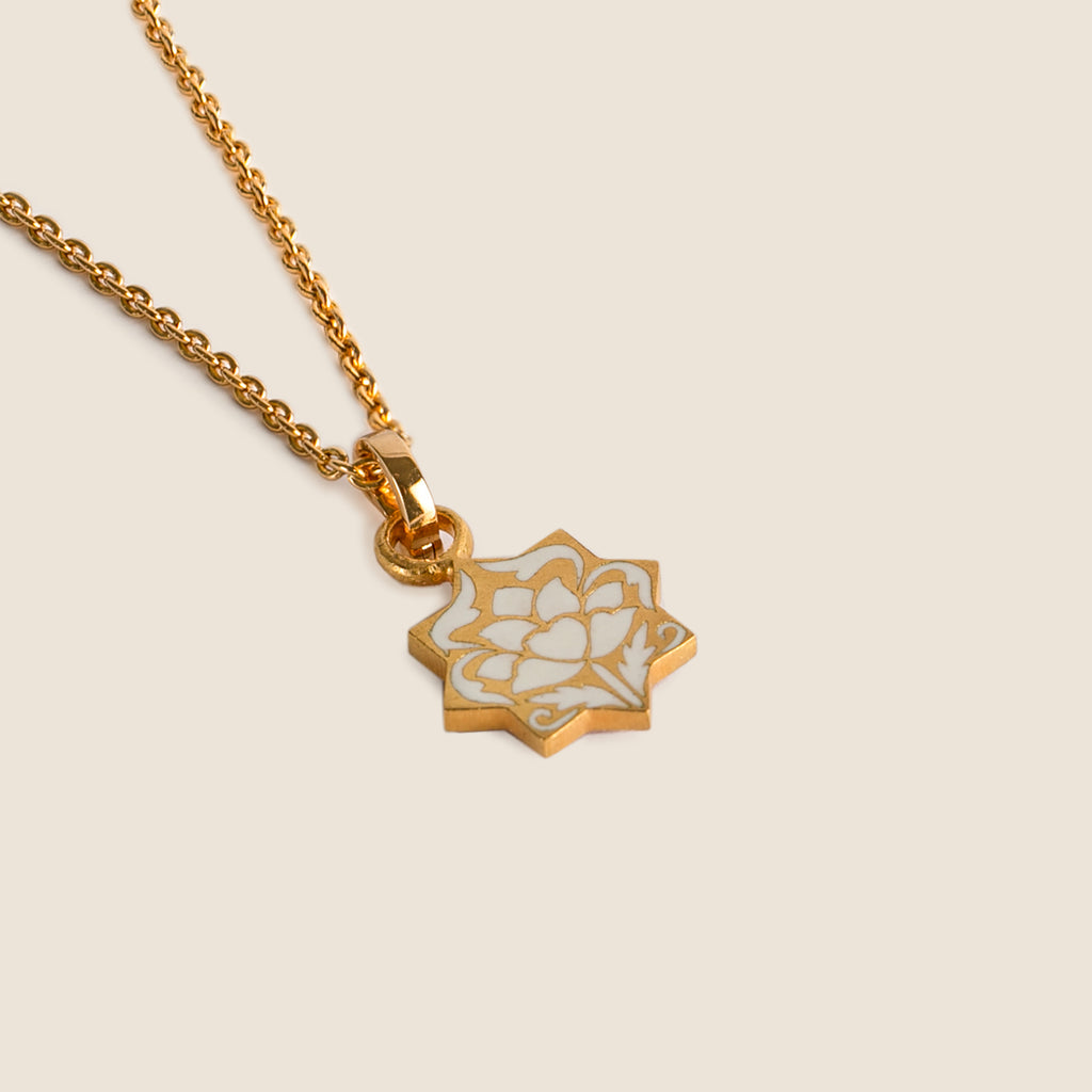 Jasmine Garden 8 point star Initial Mohur Necklace