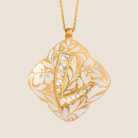 'Flame of Bengal' Clover Initial Necklace