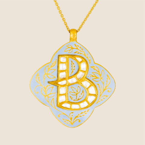 'Flame of Bengal' Clover Initial Necklace