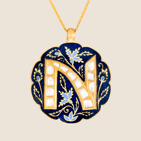 'Flame of Bengal' Clover Initial Necklace
