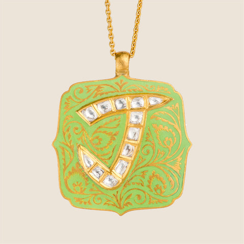'Flame of Bengal' Clover Initial Necklace