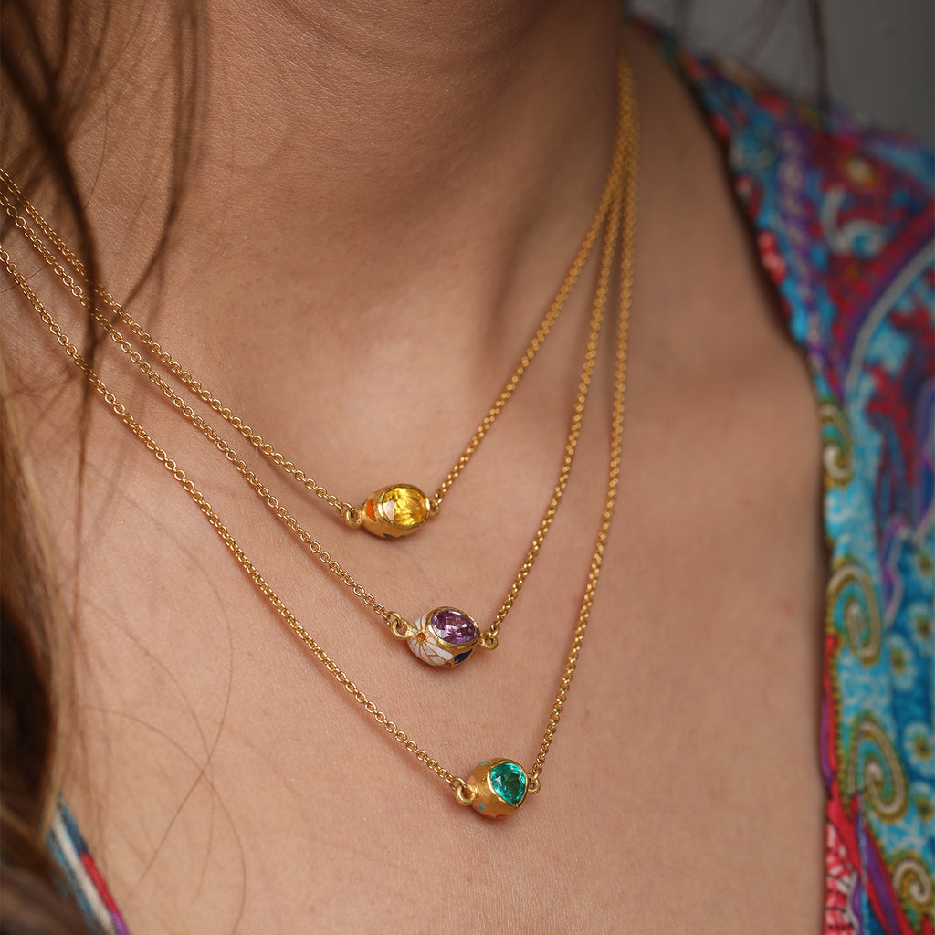 Yellow Sapphire Color Bomb Necklace