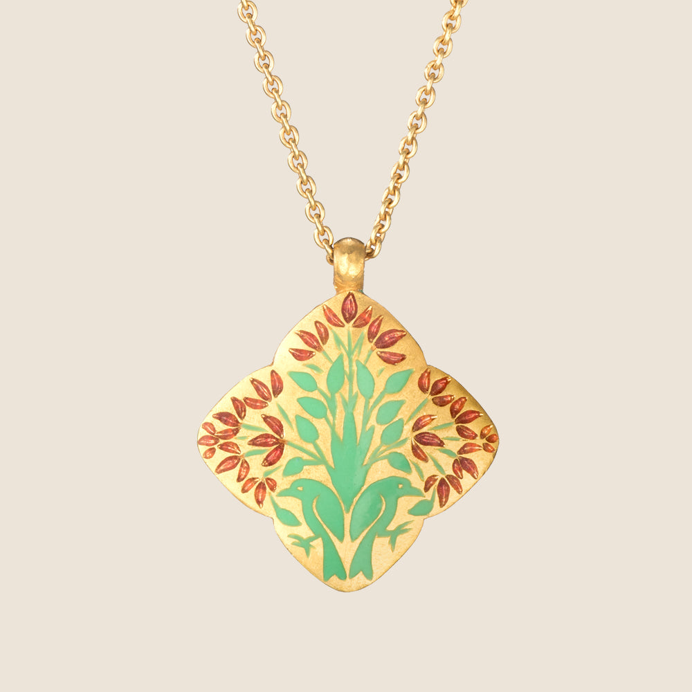 'Flame of Bengal' Clover Initial Necklace