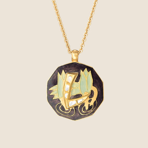 'Flame of Bengal' Clover Initial Necklace