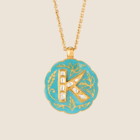 'Flame of Bengal' Clover Initial Necklace