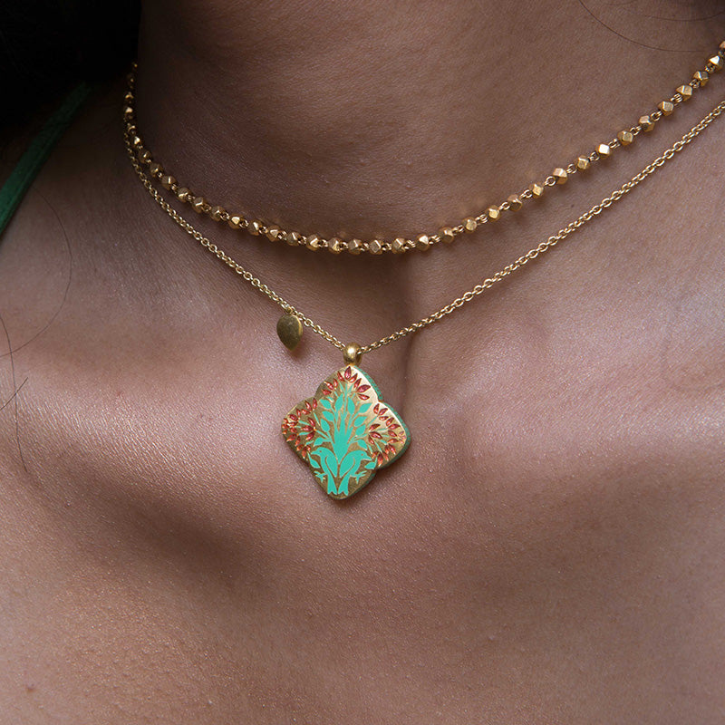 'Flame of Bengal' Clover Initial Necklace