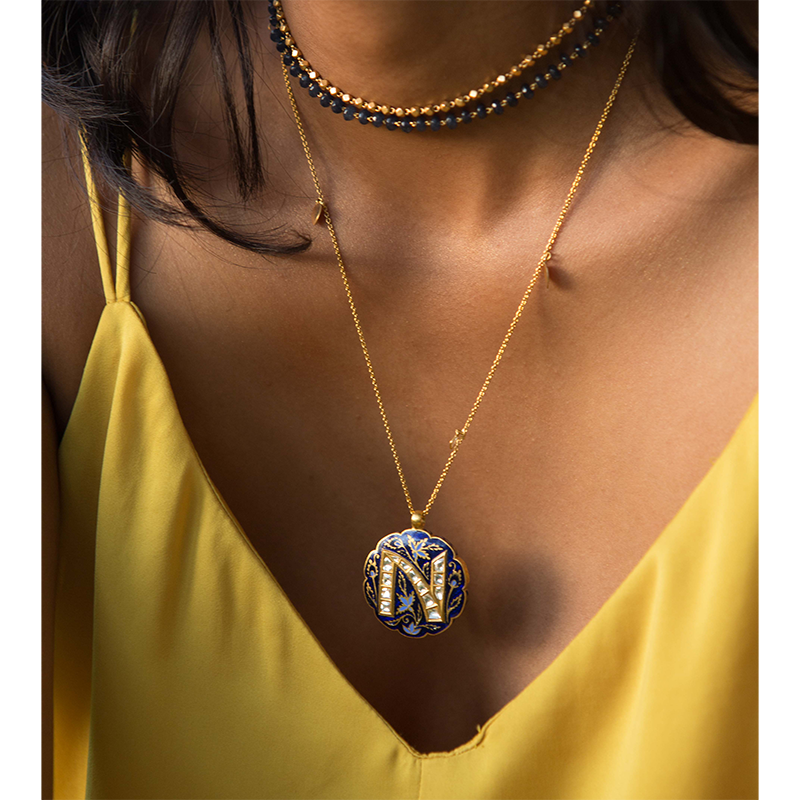 'Midnight Veil' Gulflower Initial Necklace